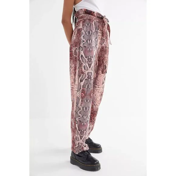 House of Sunny Snake Print Paperbag Trouser Pant 4 - Picture 2 of 6